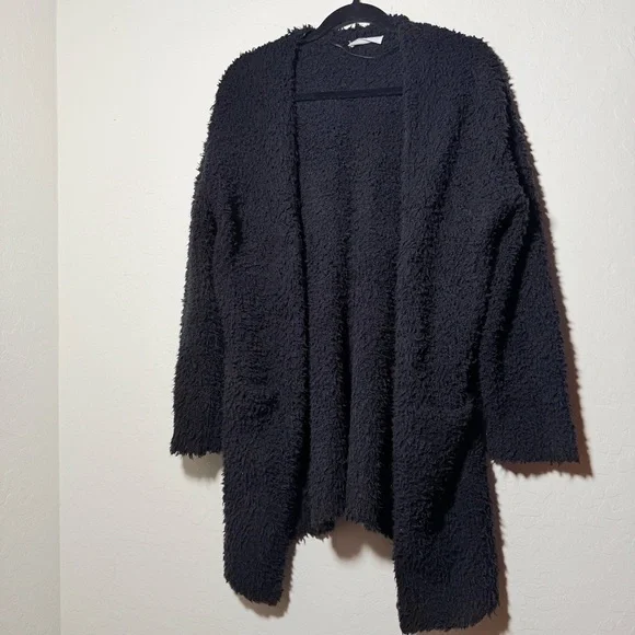 Double Zero Fuzzy Black Cardigan - Picture 1 of 6